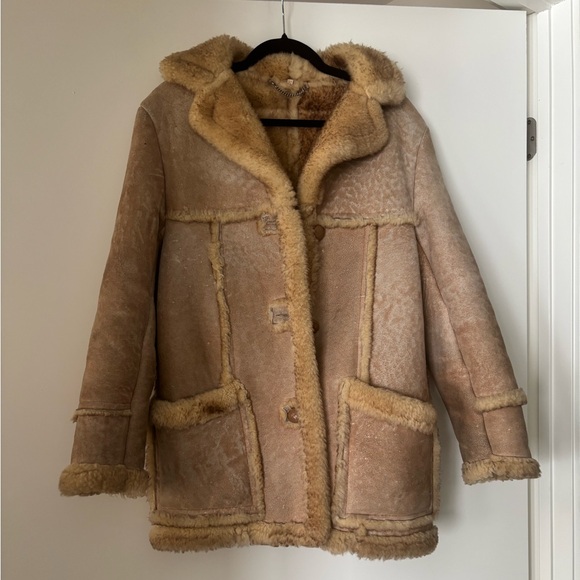 Women's Tan genuine leather Shearling Coat in size small - Picture 2 of 8